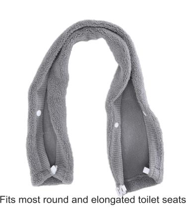 Soft Thicker Warmer Toilet Seat Cover with Snaps - Gray | Easy Installation & Cleaning - Buy Online on GoSupps.com