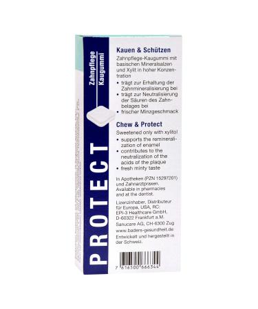 Ralf Baders Health Baders Protect Sugar-Free Dental Care Chewing Gum with 100% Xylitol - 20 Mint Squares (37g) for Optimal Oral Health - International Shipping Available - Buy Online on GoSupps.com