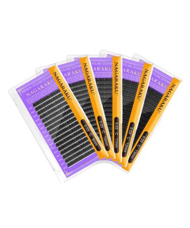 Nagaraku 5 Tablets 9/10/11/13mm 0.30 C Curl Single eyelashes Classic Volume eyelashes Individual eyelash extension permanently Eyelash extensions Gently matt black 16 rows (total 5 trays) 9 10 11 12 13mm 0.03 c