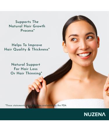 NUZENA Hair Growth Support - 60 Capsules with Biotin & Essential Vitamins for Healthy Hair | Made in USA - Buy Online on GoSupps.com