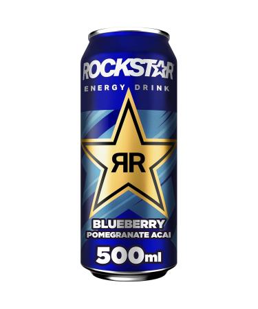 Rockstar Energy Drink Blueberry - Caffeinated Refreshing Energy Drink (12 x 500ml) - International Shipping Available - Buy Online on GoSupps.com