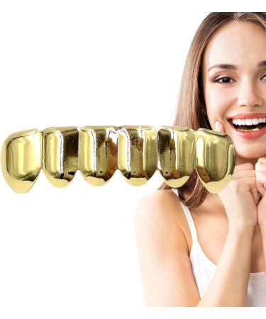 24K Gold Teeth - Gold Tooth Caps | Shining Grillz Caps For Teeth | Copper Plated Gold Tooth Caps For Cosplay Costumes Hip Hop Mouth Grills For Men And Women lower teeth - Buy Online on GoSupps.com