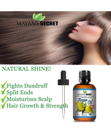 Mayan's Secret 4oz Organic Argan Oil for Hair Growth Skin Face Nails & Beard - Nourishing & Soothing Oil for Face & Body - Buy Online on GoSupps.com
