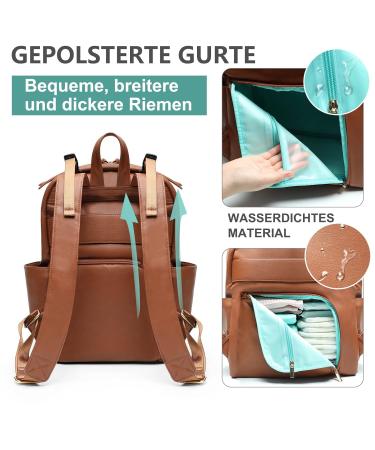 Buy Miss Fong Diaper Bag Backpack - Stylish Leather with 18 Organizers & Changing Pad - Brown | International Shipping - Buy Online on GoSupps.com