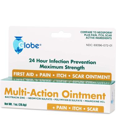 Globe Multi-Action Ointment | Antibiotic & Pain-Relieving Scar Minimizer | Neomycin, Bacitracin, Pramoxine HCl & Polymyxin B | Treats Cuts, Scrapes, Burns | 4 Pack - Buy Online on GoSupps.com
