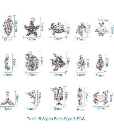 PandaHall 90pcs Ocean Fish Charms Tibetan Seashell Pendants - Antique Silver Sea Creatures Charms for DIY Jewelry Making - Buy Online on GoSupps.com