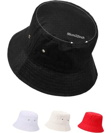 4-Piece Bucket Hat Set for Men, Women, and Kids - Sun Beach Travel Fishing Hats (Black, White, Beige, Red) - Buy Online on GoSupps.com