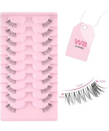 Sixstarhair Wispy Cat Eye Half Lashes - 10 Pairs of Natural Handmade False Eyelashes with Clear Band for Corner Lashes - H-W8 - Buy Online on GoSupps.com