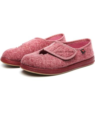 ZHENSI Women's Adjustable Diabetic Slippers - Wide Swollen Feet Shoes with Memory Foam for Elderly - Non-Slip Flat (9.5, Pink) - Buy Online on GoSupps.com