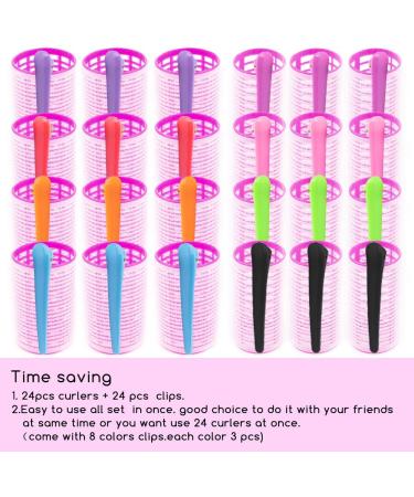 Spiral Curls Hair Rollers Set - 24 Heatless Curlers with Clips and Comb, Pink - Buy Online on GoSupps.com