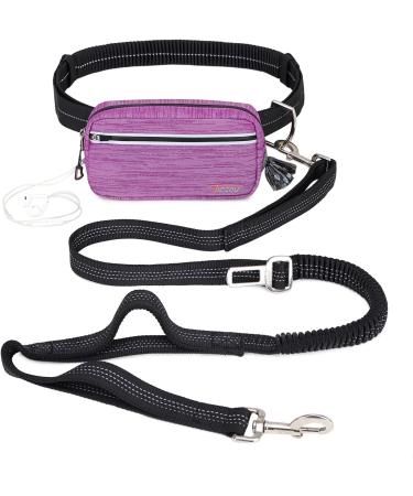 TUDEC Dogs Jogging Line with Belly Belt | Elastic Reflective Leash for Large & Medium Dogs | Free-Haired Jogging Dog Leash with Feces Bag Dispenser (Light Purple) - Buy Online on GoSupps.com