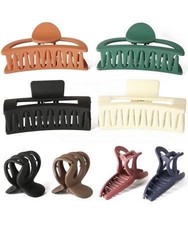 8-Piece Medium Large Claw Clip Set for Big and Thick Hair - Matte Square Hair Clips for Girls and Ladies - Buy Online on GoSupps.com