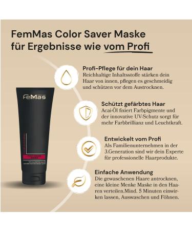  Femmas FemMas Color Saver Coloured Hair Mask 250 ml with Acacia Oil and UV Protection - Buy Online on GoSupps.com
