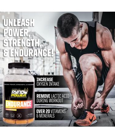 Ryno Power Endurance Capsules - Workout Harder and Longer - Reduce Lactic Acid Build-Up and Deliver More Oxygen to Your Muscles | 125 Capsules (25 Servings) - Buy Online on GoSupps.com
