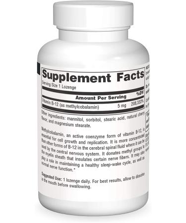 Source Naturals MethylCobalamin Vitamin B12 5mg - Cherry Lozenges, 60 Count - Buy Online on GoSupps.com