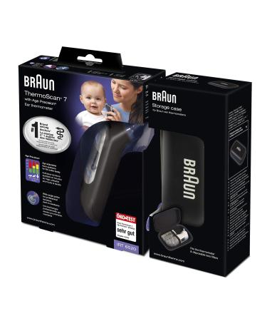 Brown thermoscan 7 ear thermometer with agge precision - black edition and brown protective storage bag for thermoscan ear thermometers
