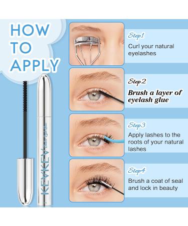 KevKev Eyelash Glue for Cluster Lashes - 10ml Black Quick Dry Super Strong Hold with Remover & Cotton Swabs - Buy Online on GoSupps.com
