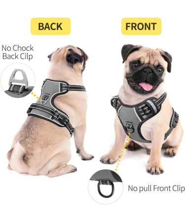Heele Dog Crockery & No-Pull Harness for Medium Dogs | Softly Breathable Reflective Design - Anti-Pull with Padded Handle Grey XS - Buy Online on GoSupps.com