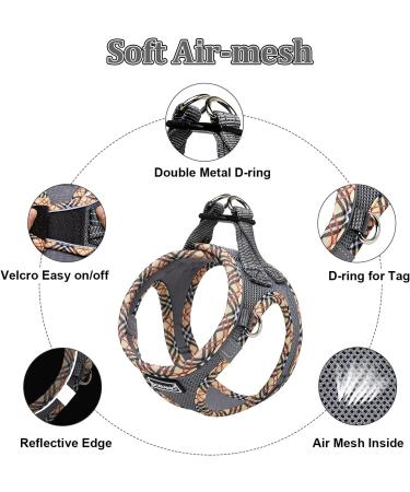 Doramio Reflective Dog Harness & Leash for Small Dogs and Cats - Breathable Step-In Safety Vest (XS Gray) - Buy Online on GoSupps.com