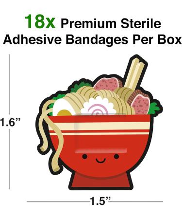 GAMAGO Ramen Bandages - Set of 18 Funny Self-Adhesive Sterile & Latex-Free Bandages for Kids & Kidults | Perfect Gift & First Aid Essential - Buy Online on GoSupps.com