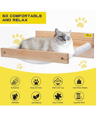 COZIWOW Wall Mounted Cat Hammock Bed - Sturdy Kitty Shelf for Sleeping & Playing | Premium Kitten Furniture - Holds up to 22 lbs | White Flannel - Buy Online on GoSupps.com