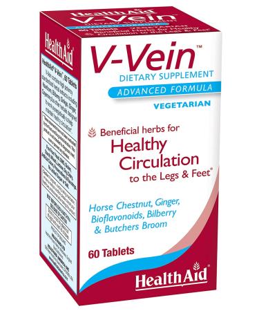 V-Vein Beneficial Nutrients for Healthy Circulation for Legs and feet 60ct Once Daily Contains Ginkgo Grape Seed Vitamin C and Bilberry Vegan