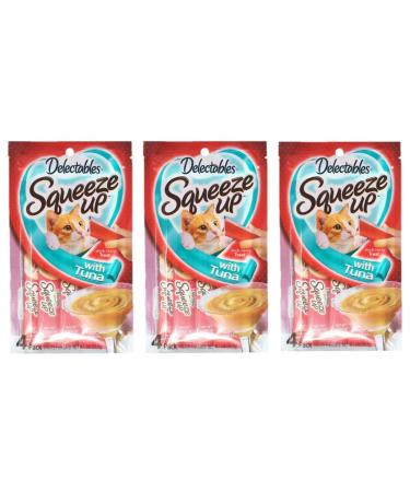 Delectables Squeeze Up Hartz Cat Treats Bundle of 3 Flavor Pouches, 2.0 oz Each (Tuna)