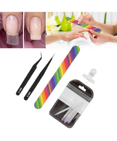 5-Piece Nail Extension Tool Set - Fiberglass Clips Stainless Steel File & Tweezers for Home & Salon Manicure - Buy Online on GoSupps.com