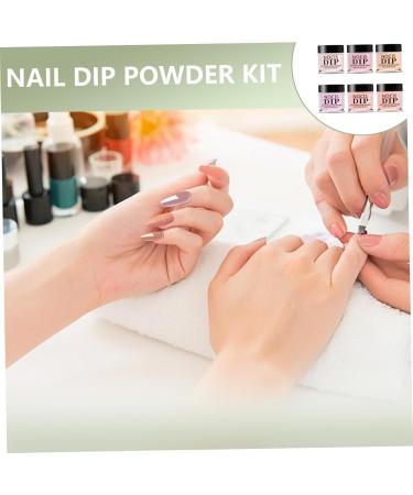 Kit de poudre de trempage pour ongles | Kit poudre trempage pour ongles translucide gel e 6 couleurs ensemble manucure fran aise bricolage longue dur e pour d butant salon maison - Buy Online on GoSupps.com