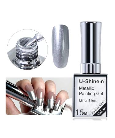 Buy Silver Metallic Gel Nail Polish - 15ml Mirror Finish 3D Drawing UV/LED Soak Off for DIY Nail Art - International Shipping Available - Buy Online on GoSupps.com