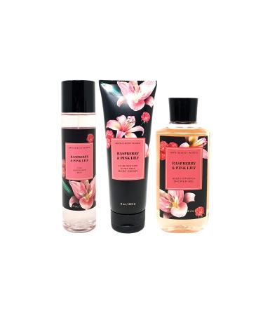 RASPBERRY & PINK LILY Trio Gift Set - Includes Fine Fragrance Mist Ultra Shea Body Cream and Shower Gel - Full Size