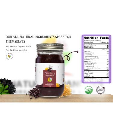 Organic Elderberry Sea Moss Gel 16oz - USDA Certified, Wildcrafted from Saint Lucia - Made in The USA - Buy Online on GoSupps.com