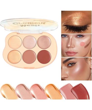 Rouge Highlighter Palette 6 Colors MultiPurpose Palette LongLasting Dazzle Cream Makeup for Women Skin - Buy Online on GoSupps.com
