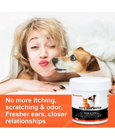 Kullloomii Earring for Dogs & Cats - 300 Ear Care Pads - Effective Dog Ear Cleaner | Gentle & Safe for Pet Ears - Buy Online on GoSupps.com