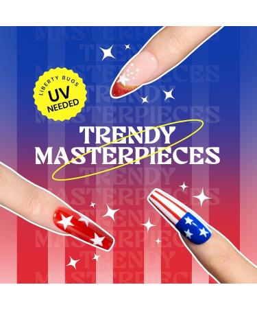 4th of July Gel Nail Polish Set - Red Blue Gold & Silver Glitter | UV Light Cured | Perfect Independence Day Nail Art Gift - Buy Online on GoSupps.com