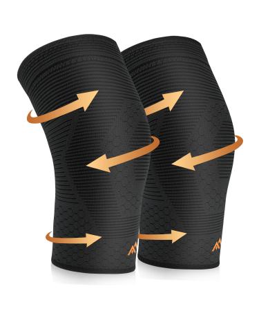 Copper knee braces for knee pain (2 pack) - Knee Compression Sleeve Support for Men and Women, Knee Pads for Meniscus Tear, ACL, Arthritis, Joint Pain Relief Large Black 02