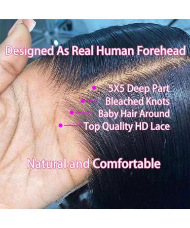 Daules 5x5 HD Lace Closure Wig Deep Wave 24 Inch - 100% Virgin Human Hair, Free Part, Pre Plucked, 180% Density - Natural Black Color for Women - Buy Online on GoSupps.com