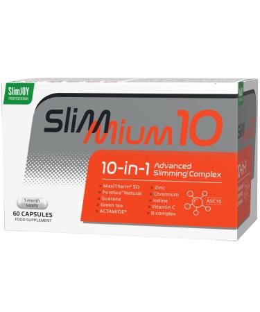SlimJOY Professional Slimmium10 | 10-in-1 Action with Guarana L-carnitine Green Tea Iodine Zinc Vitamin C B-Complex | 60 Capsules for 30 Days