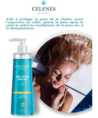 Celenes by Sweden Pre & After Sun Gel 200 ml All Skin Types - After Sun Milk in Refreshing Gel Moisturizing Soothing Postbiotic Regeneration Hydration Lasting Essential Minerals - Buy Online on GoSupps.com