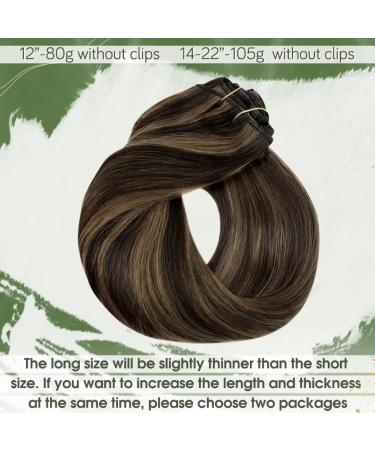 Hetto Clip In Extensions - Real Remy Hair | Darkest Brown Highlights (2/8) & Light Brown | 120g 50cm | Hair Recovery Clip Ins - Buy Online on GoSupps.com
