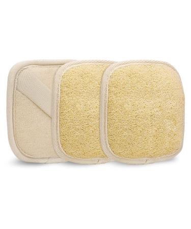 Square 3-Packs Body Exfoliator Loofah Sponge Pads Natural Loofah Exfoliating Body Scrubber Facial Exfoliation Luffa Pads Body Sponges for Exfoliating Loofa Back Scrubber for Men Women