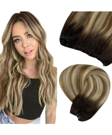 Laavoo 45cm EZ WEFT Extensions Brown Ombre Blond Microbead Hair extension Remy Human 50g 12 -inch Width Micro Tressen Extensions Smooth #3/8/24 Dark Brown Balayage light brown Ombre Hellblond - Buy Online on GoSupps.com