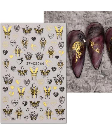 JMEOWIO 9 Sheets Butterfly Nail Art Stickers Decals Self-Adhesive Moon Nail Supplies Nail Art Design Decoration Accessories - Buy Online on GoSupps.com