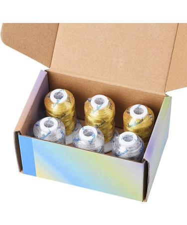 Simthread Metallic Embroidery Machine Thread - 6 Spools (3 Gold + 3 Silver) 500M - Ideal for Embroidery and Decorative Sewing - Buy Online on GoSupps.com
