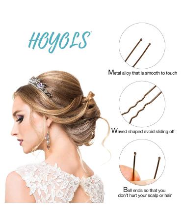 Hoyols U Shaped Hair Pins - 150 Count Bulk Pack, Brown Assorted Size Bobby Pins for Women and Girls - Buy Online on GoSupps.com