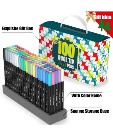 Mogyann 100 Colors Dual Tip Brush Pens for Coloring and Calligraphy - Multicolor - Buy Online on GoSupps.com