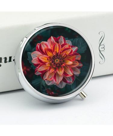 Yellow Striped Dahlia Pill Box - 3 Compartment Portable Medicine Organizer for Travel & Handbag - Buy Online on GoSupps.com