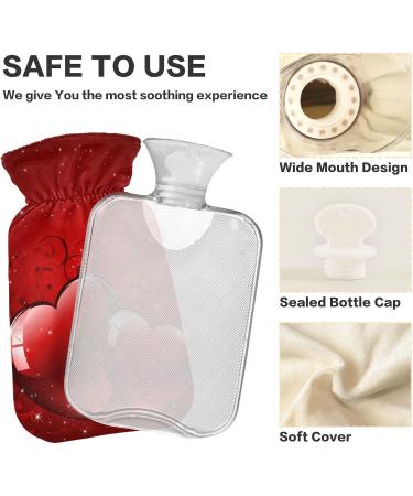 Red Hearts Hot Water Bottle with Cover 1L | Small BPA-Free Hot Water Bag for Pain Relief & Cramps - International Shipping Available - Buy Online on GoSupps.com
