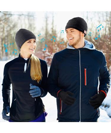 Honoson Bluetooth Beanie for Men - 2 Piece Set | Wireless Headphones | Warm Knit Hat for Outdoor Sports | Men's Gifts | Running Accessories - Black/Dark Gray - Buy Online on GoSupps.com