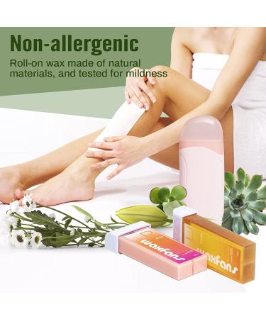 Roll On Wax Kit for Hair Removal - Home Waxing Kit for Women and Men - Ideal for Larger Body Areas - Soft Wax for Sensitive Skin (Pink) - Buy Online on GoSupps.com